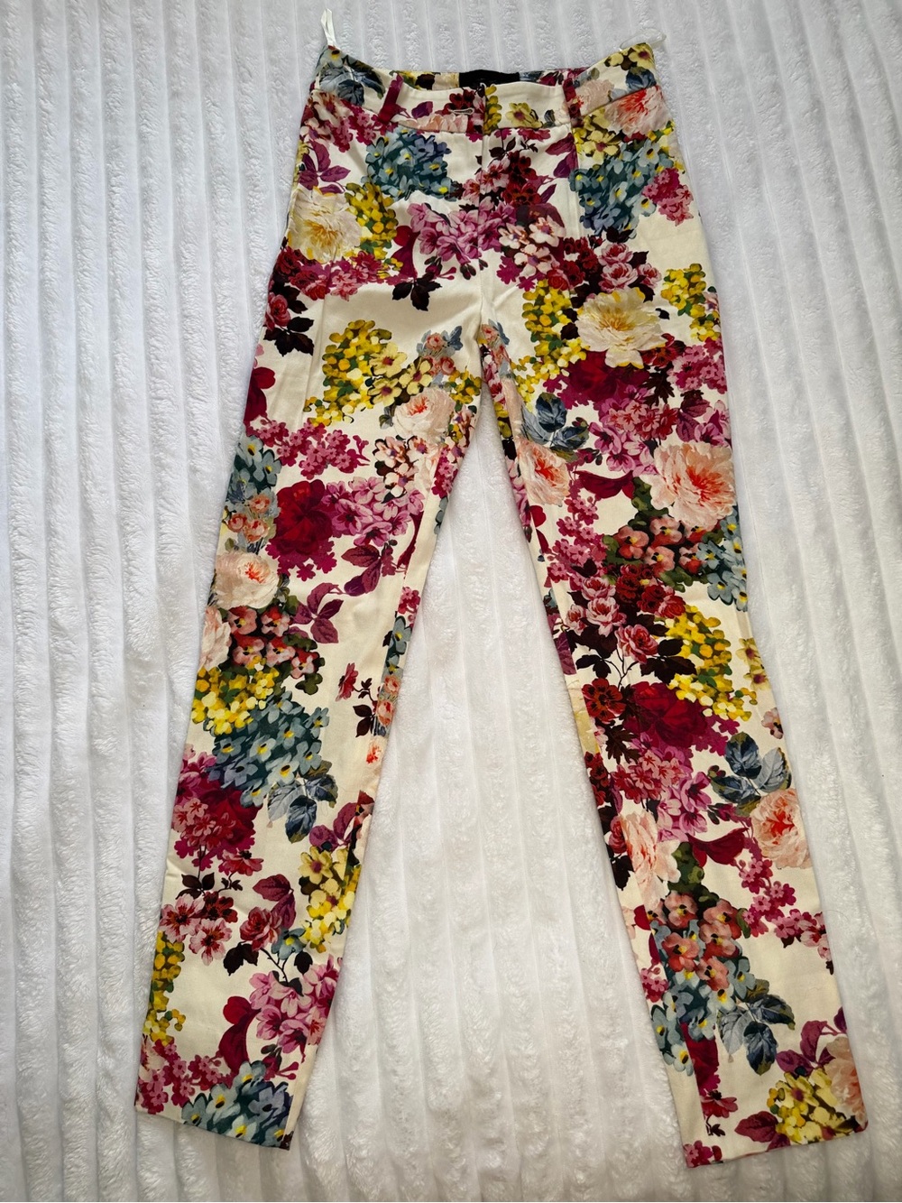 D&G Floral Ankle Pants in Cream, Pink, Yellow, Blue & Green
